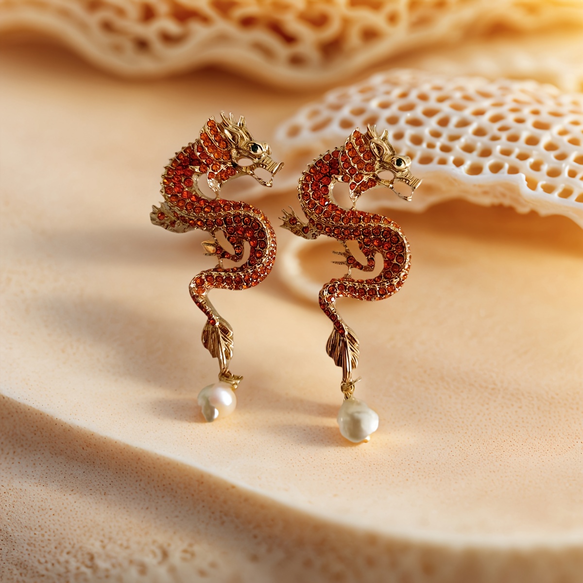 French Retro Dragon Design Intricate Pave Jewelry